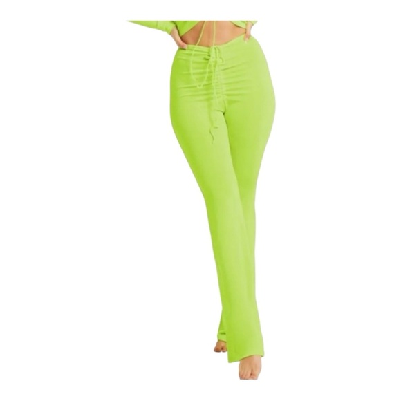 Good American Pants - Good American Shimmer Sheet High Waist Swimsuit Cover-up Pants Electric Lime NWT